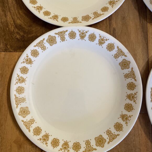 Corelle Corning Golden Butterfly Luncheon Plates 8.5, vintage set of 6 - Picture 2 of 5